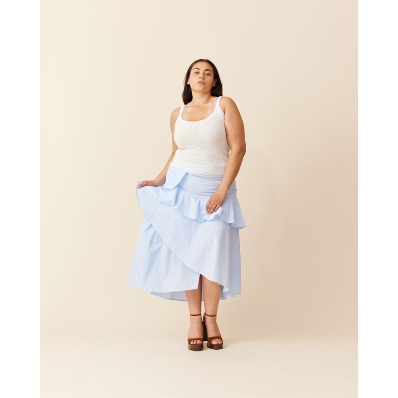 MONACO MIDI SKIRT BLUE STRIPE|4|6|8|10|12|14|16|18|20