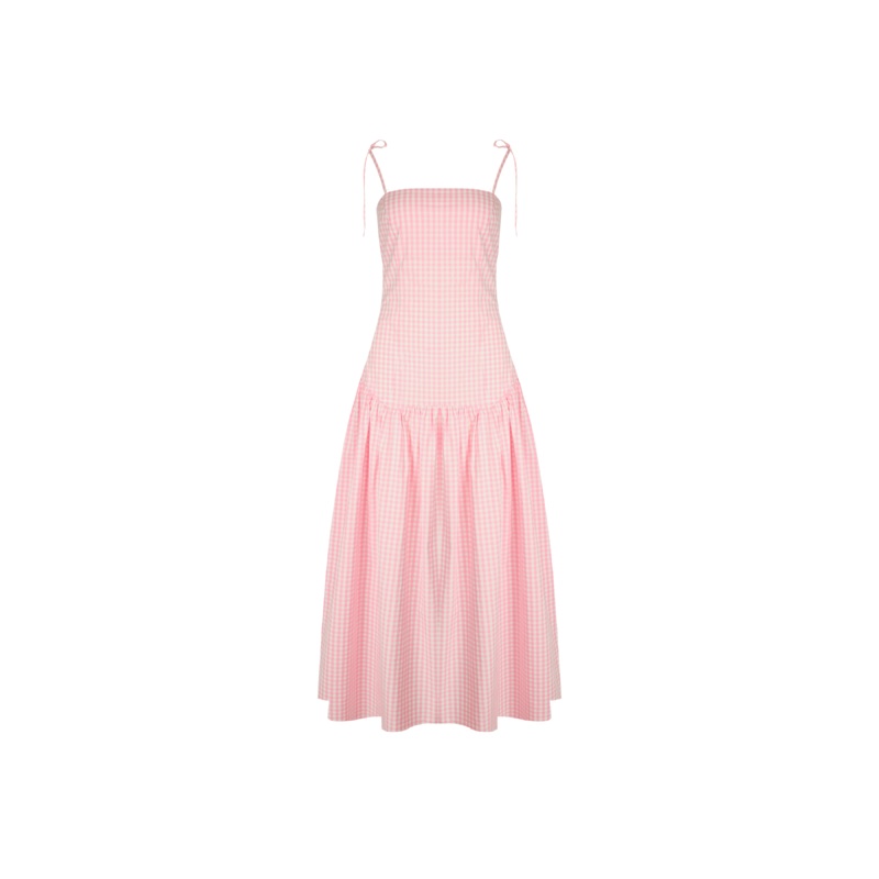 TRULLI MAXI DRESS PINK GINGHAM