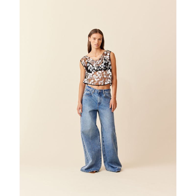 VEGAS SEQUIN TOP BLACK WHITE|4|6|8|10|12|14|16|18|20