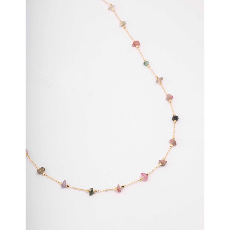 Gold Plated Semi Precious Station Necklace