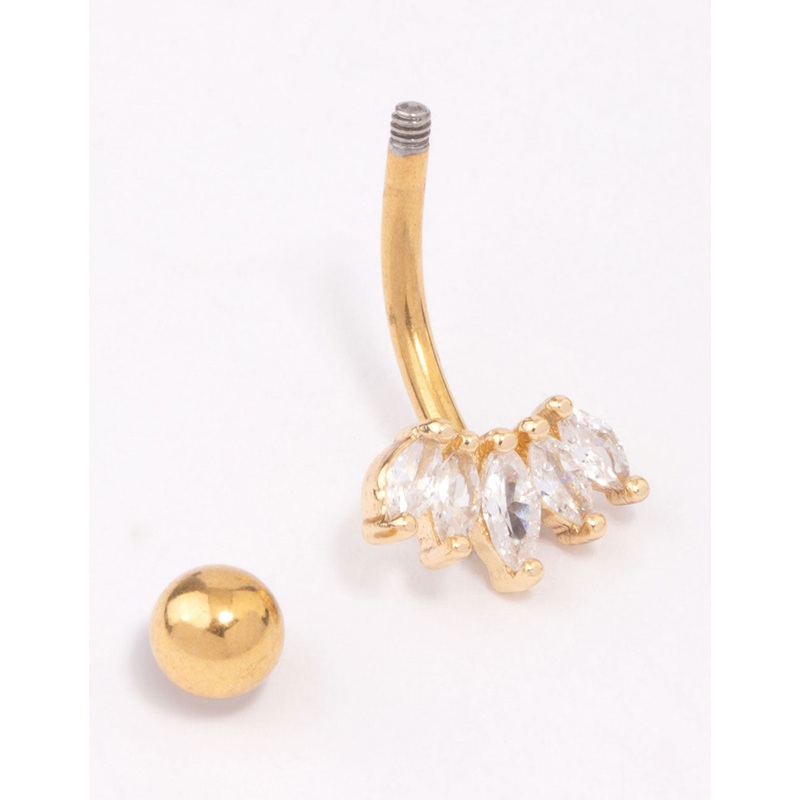 Gold Plated Surgical Steel Mini Marquise Fan Belly Ring