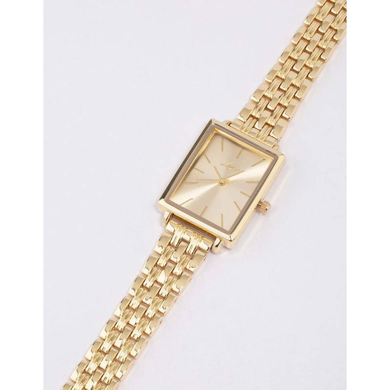 Gold Rectangle Face Classic Watch