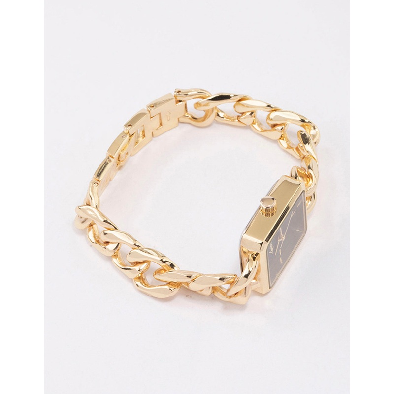 Gold Square Chain Detail Watch