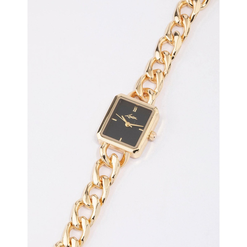 Gold Square Chain Detail Watch