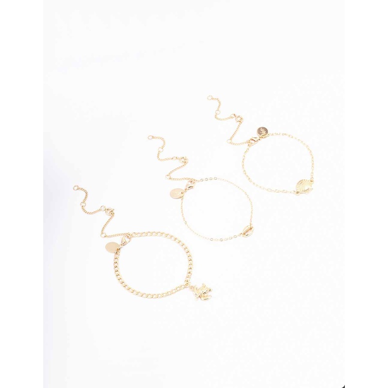 Gold Turtle Anklet & Bracelet 3-Pack
