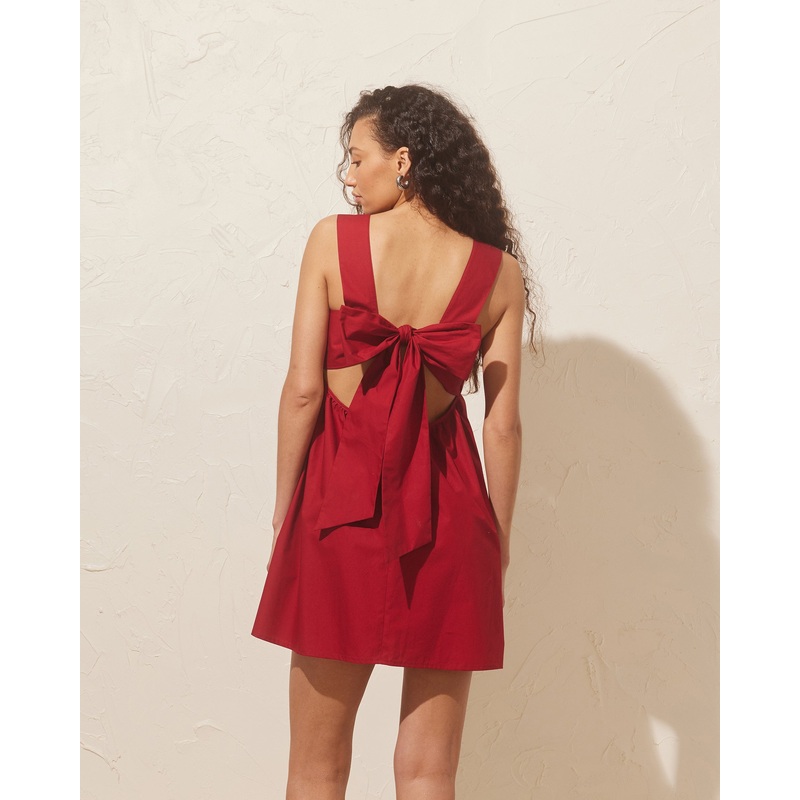 MARGIE TIE MINI DRESS GARNET|4|6|8|10|12|14|16|18|20