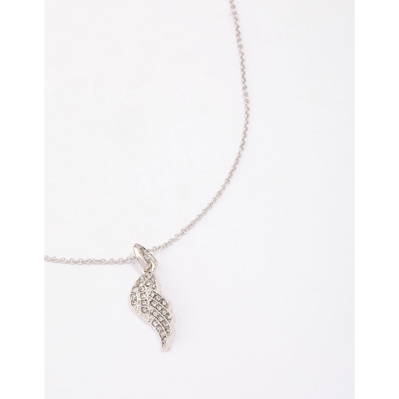 Silver Diamante Angel Wing Necklace