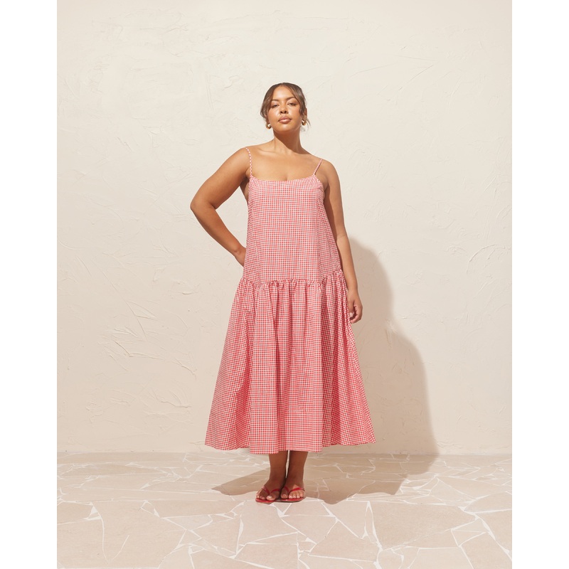 TRULLI RELAXED DRESS RED GINGHAM