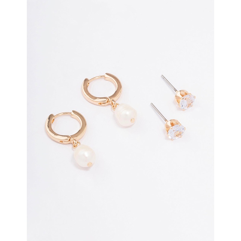 Gold Diamante & Pearl Earring Pack