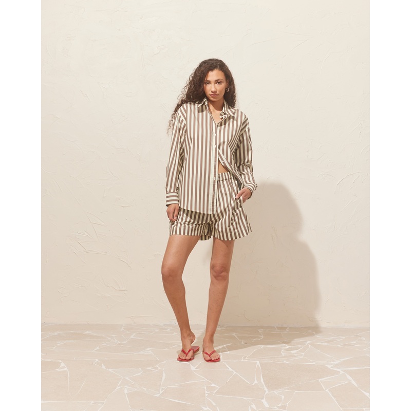 IDA SHORT BROWN BUTTER STRIPE|4|6|8|10|12|14|16|18|20