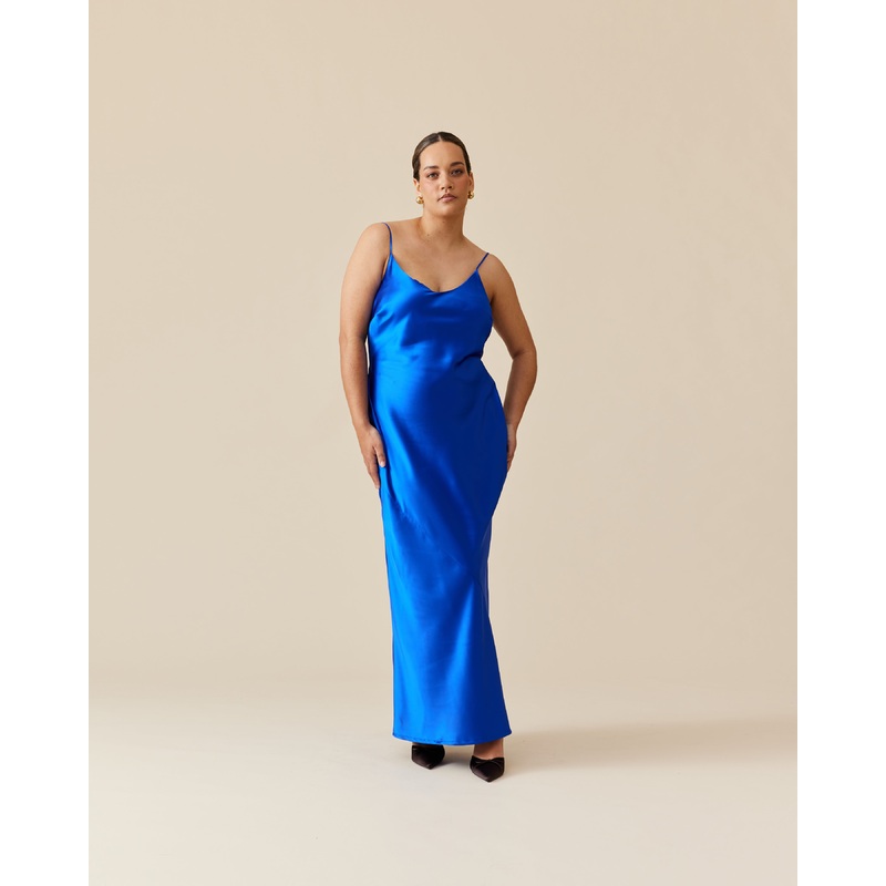 LOGAN SATIN SLIP SAPPHIRE|4|6|8|10|12|14|16|18|20