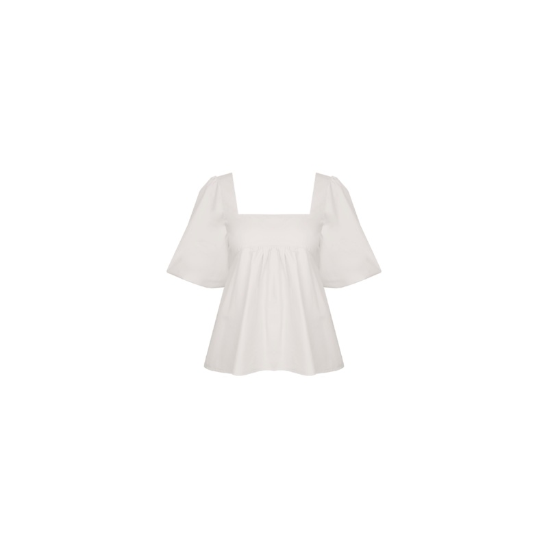 MARGIE TIE-BACK BLOUSE WHITE|4|6|8|10|12|14|16|18|20