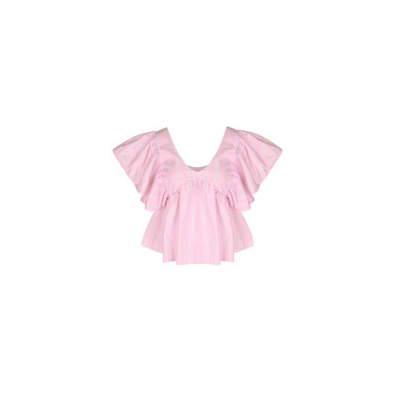 NONI RUFFLE TOP LILAC CANDY STRIPE