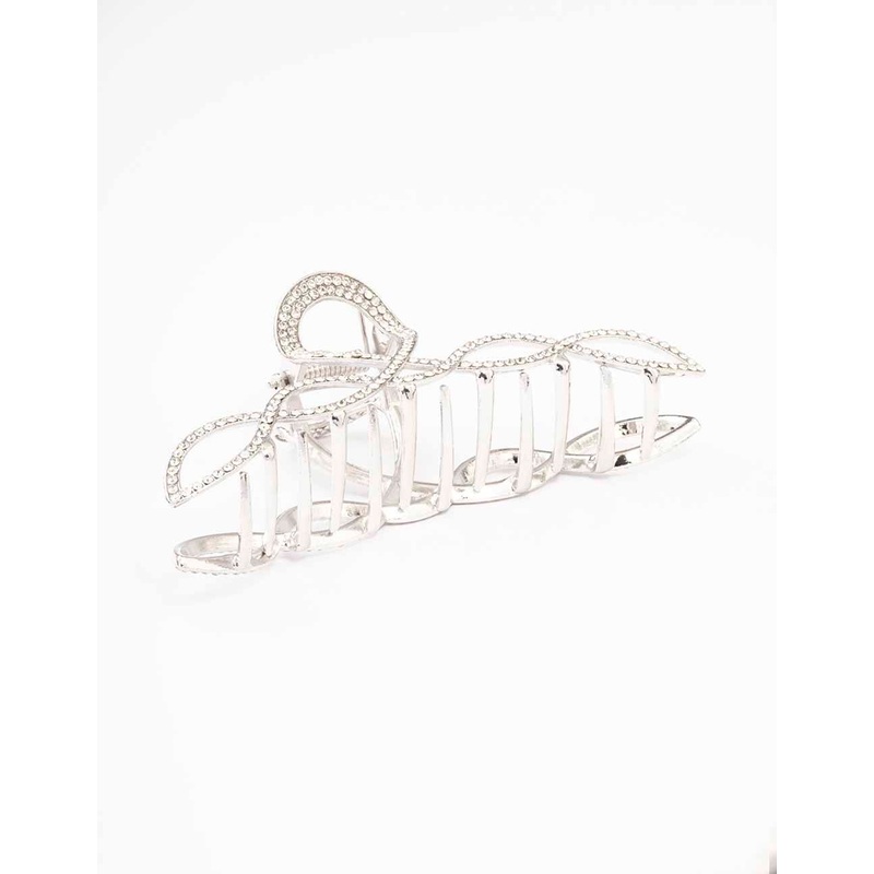 Silver Diamante Braided Twisted Hair Claw Clip