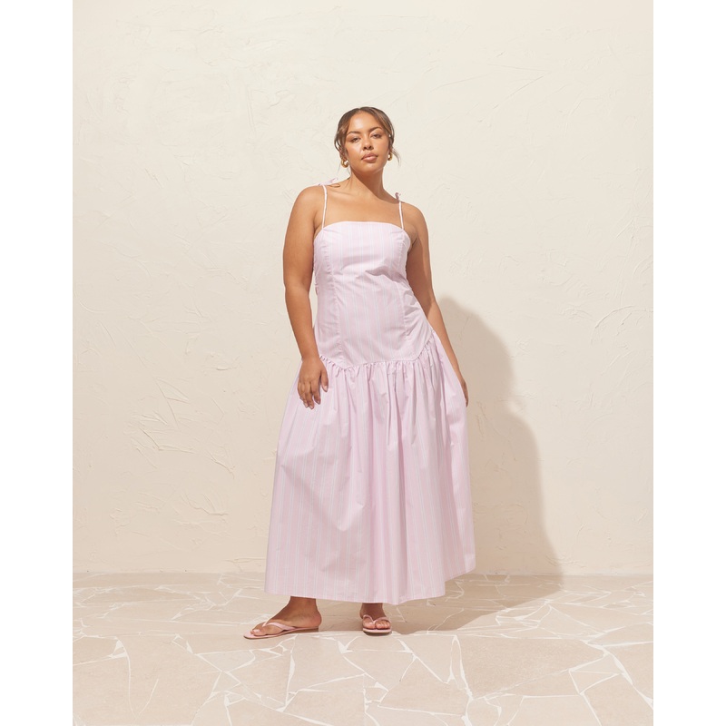 TRULLI MAXI DRESS LILAC CANDY STRIPE