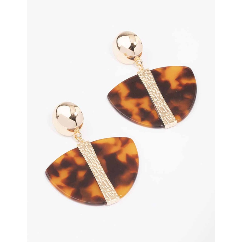 Gold Large Tortoiseshell Drop Earrings