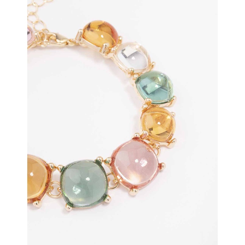 Gold Transparent Round Stone Bracelet