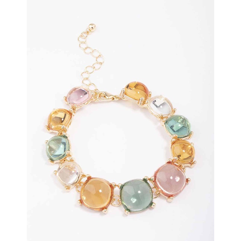 Gold Transparent Round Stone Bracelet