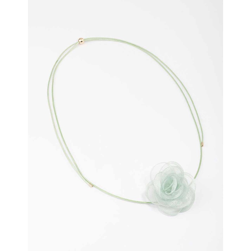 Mint Cord Flower Choker
