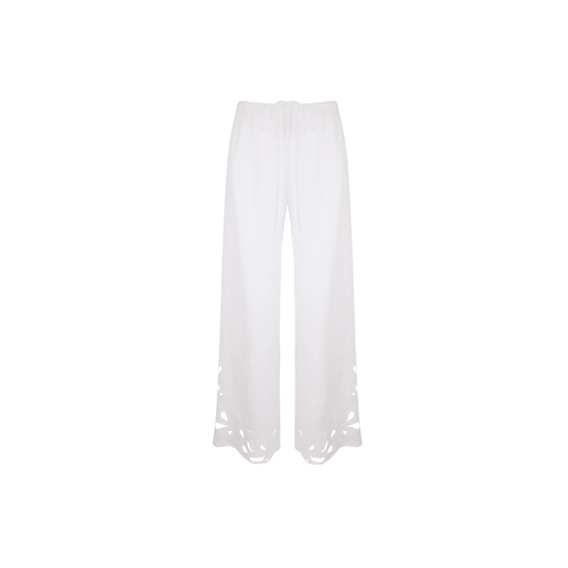 ANDIE LINEN PANT WHITE EMBROIDERY
