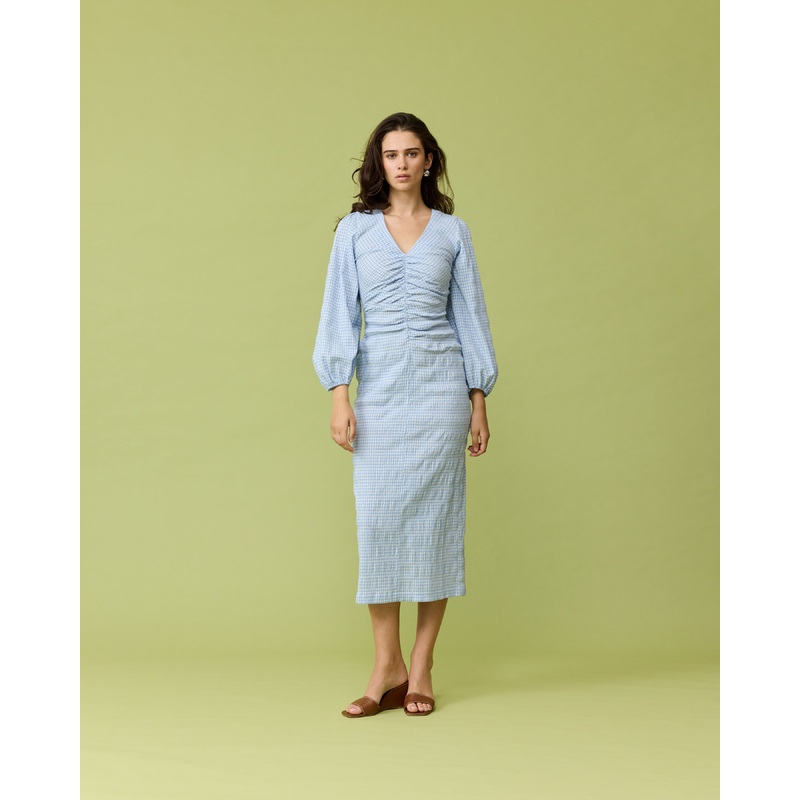 CANARY MIDI DRESS BLUE GINGHAM