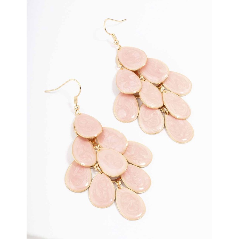 Gold Chandelier Stone Drop Earrings