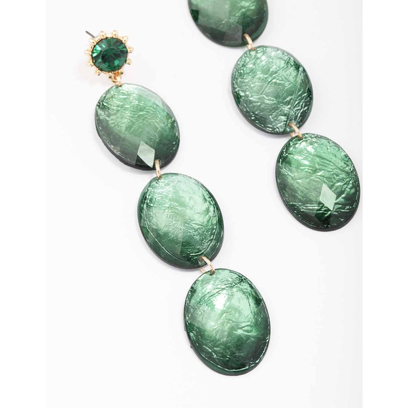 Gold Circle Crinkle Texture Drop Earrings