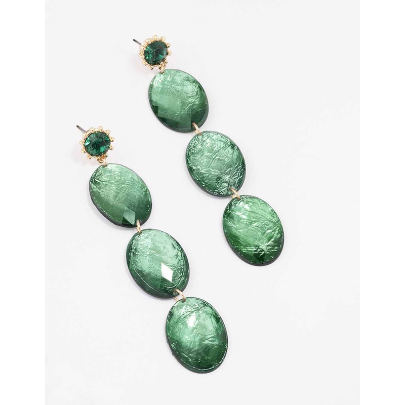 Gold Circle Crinkle Texture Drop Earrings