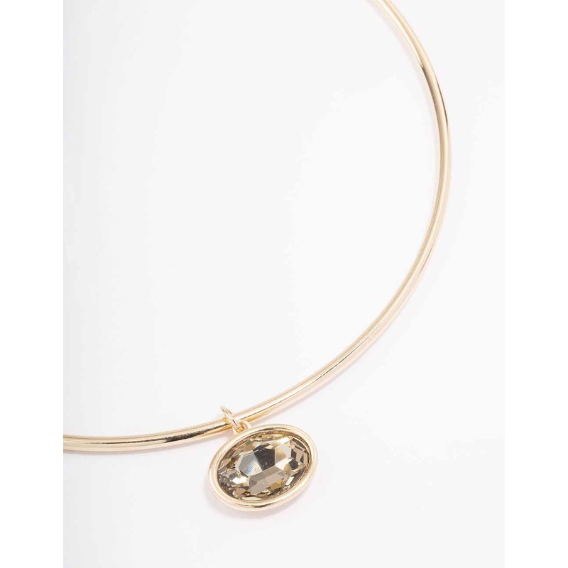 Gold Oval Facet Stone Choker