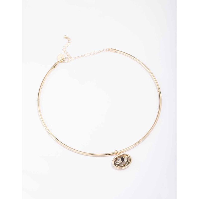 Gold Oval Facet Stone Choker