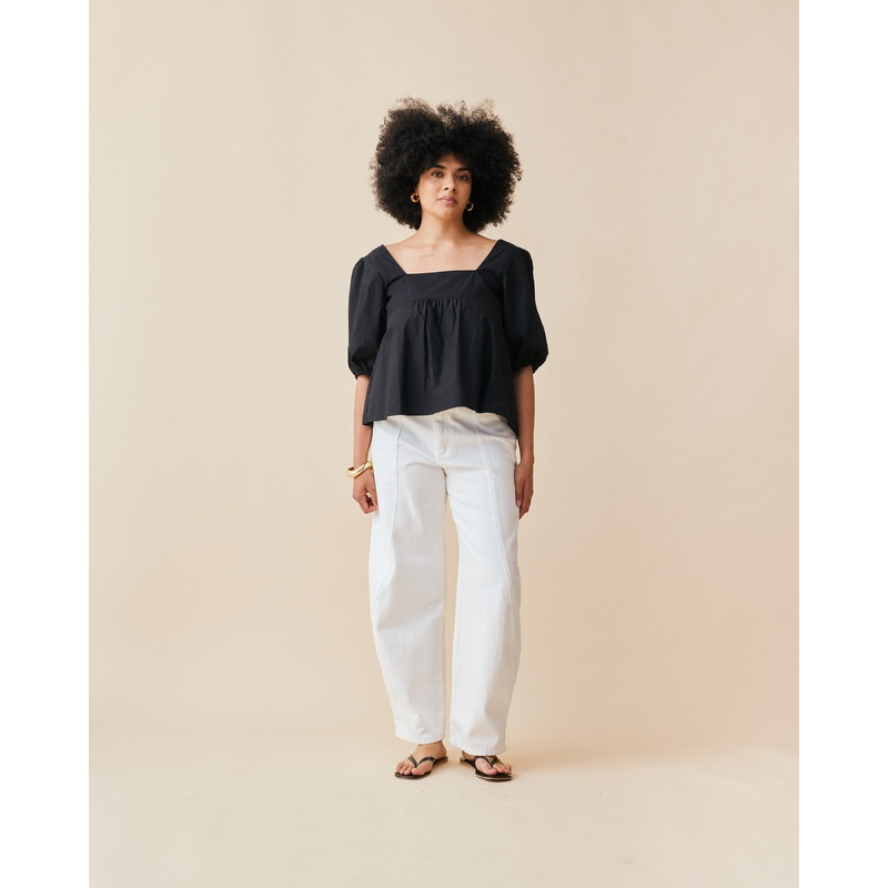 MARGIE TIE-BACK BLOUSE BLACK|4|6|8|10|12|14|16|18|20