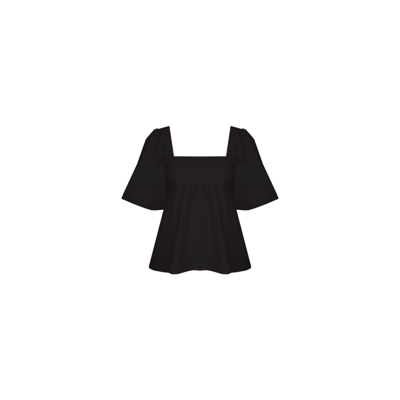 MARGIE TIE-BACK BLOUSE BLACK|4|6|8|10|12|14|16|18|20