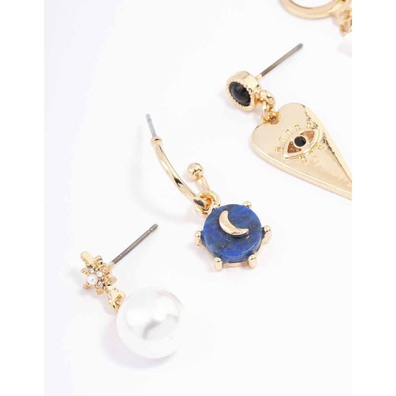 Gold Celestial Huggie Earring 4-Pack