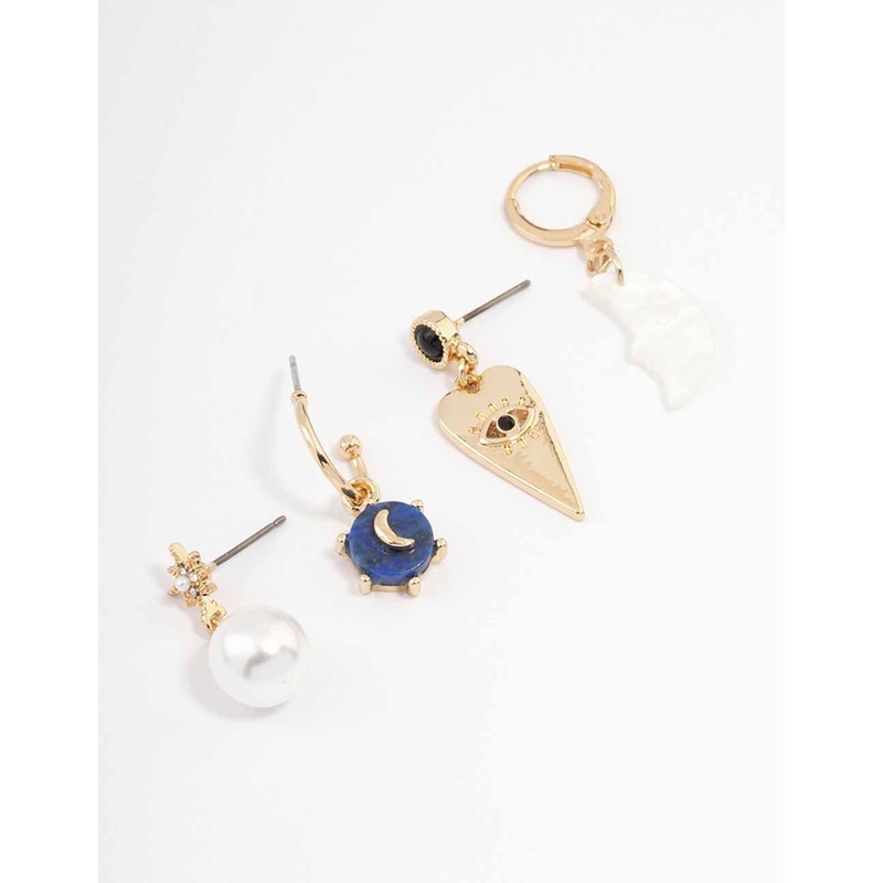 Gold Celestial Huggie Earring 4-Pack