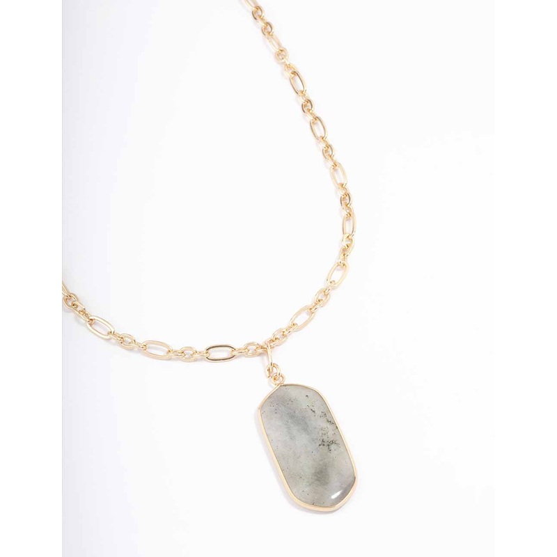 Gold Labradorite Link Chain Pendant Necklace