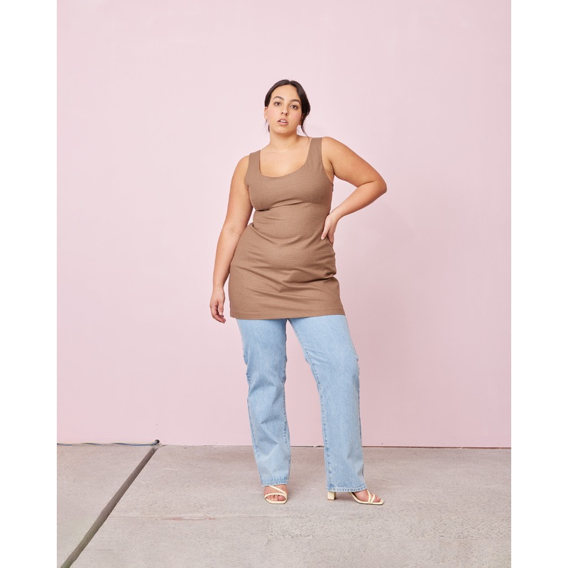 NORTH MINI DRESS BROWN CHECK|4|6|8|10|12|14|16|18|20