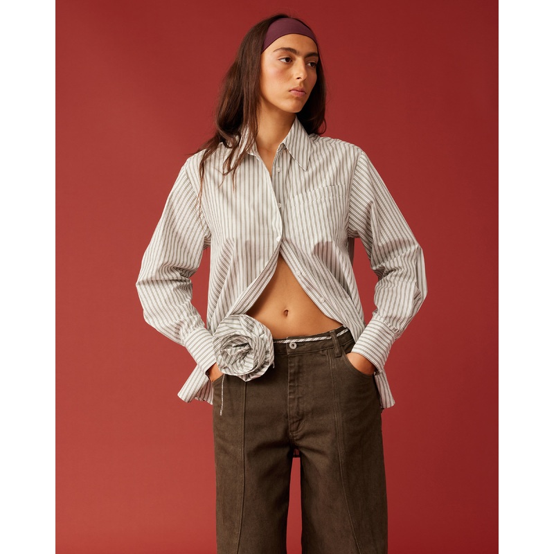 ANDRE ROSETTE SHIRT OLIVE STRIPE