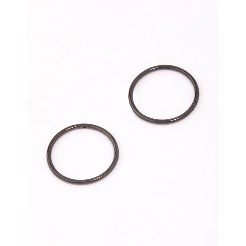 Black Coated Titanium Fine Sleeper Earrings 10mm