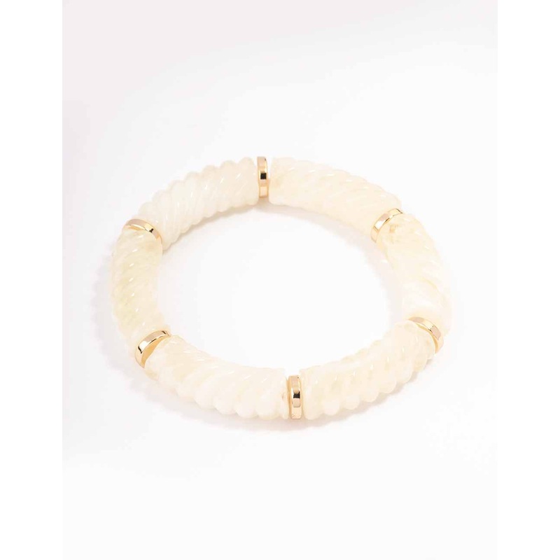 Cream Acrylic Twisted Stretch Bracelet