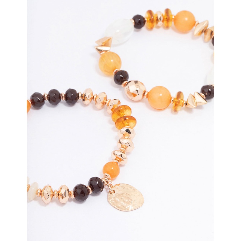 Gold Mixed Beaded Stretch Bracelet 3-Pack