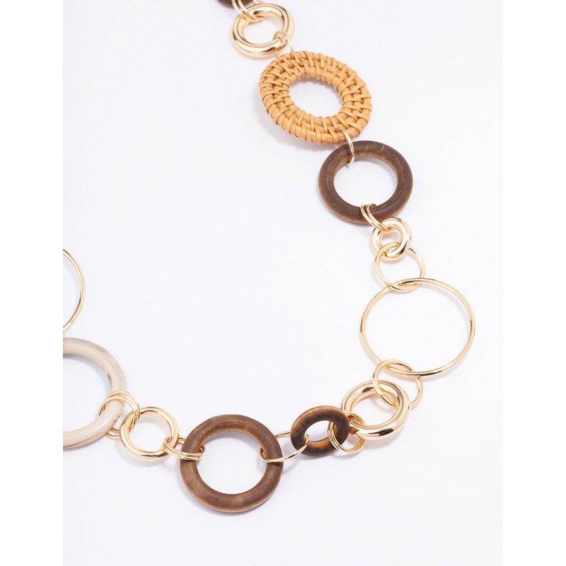 Gold Mixed Circle Chain Necklace