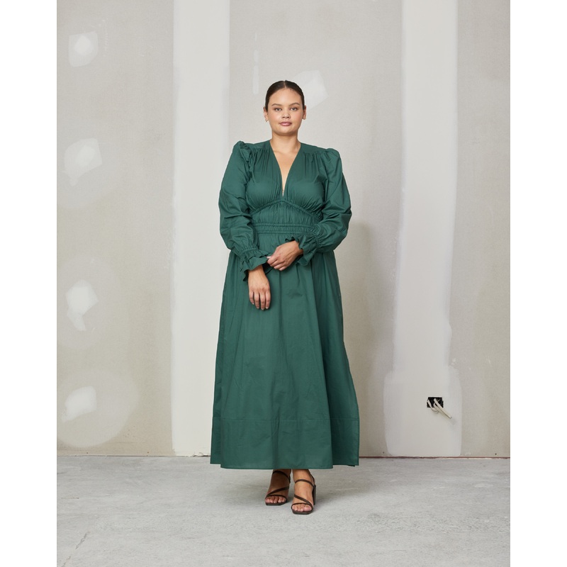 HANNA MAXI DRESS PINE|4|6|8|10|12|14|16|18|20