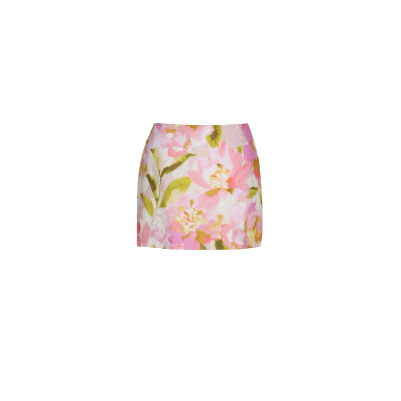 MORGAN LINEN MINI SKIRT BALLET FLORAL