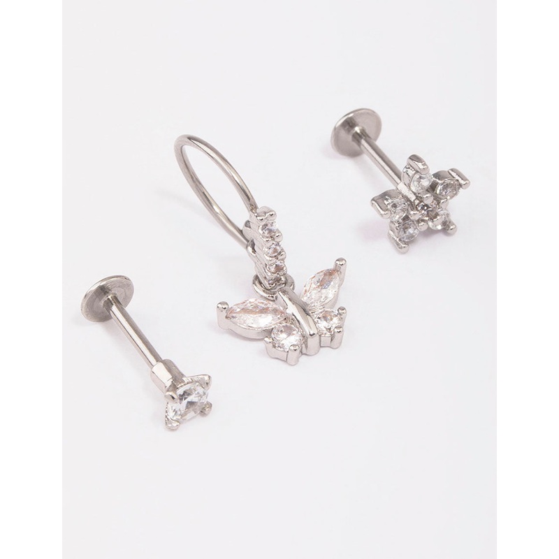 Surgical Steel Butterfly Flat Back 3-Pack