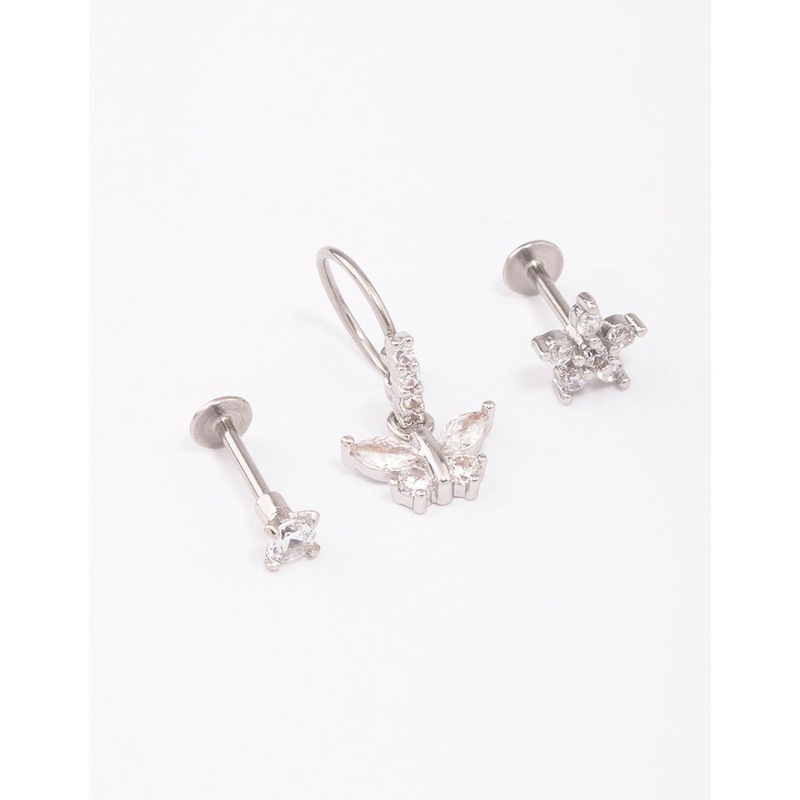 Surgical Steel Butterfly Flat Back 3-Pack