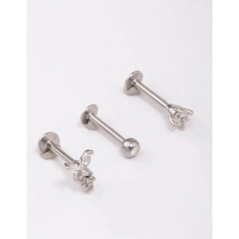 Surgical Steel Butterfly Trail Flat Back 3-Pakc