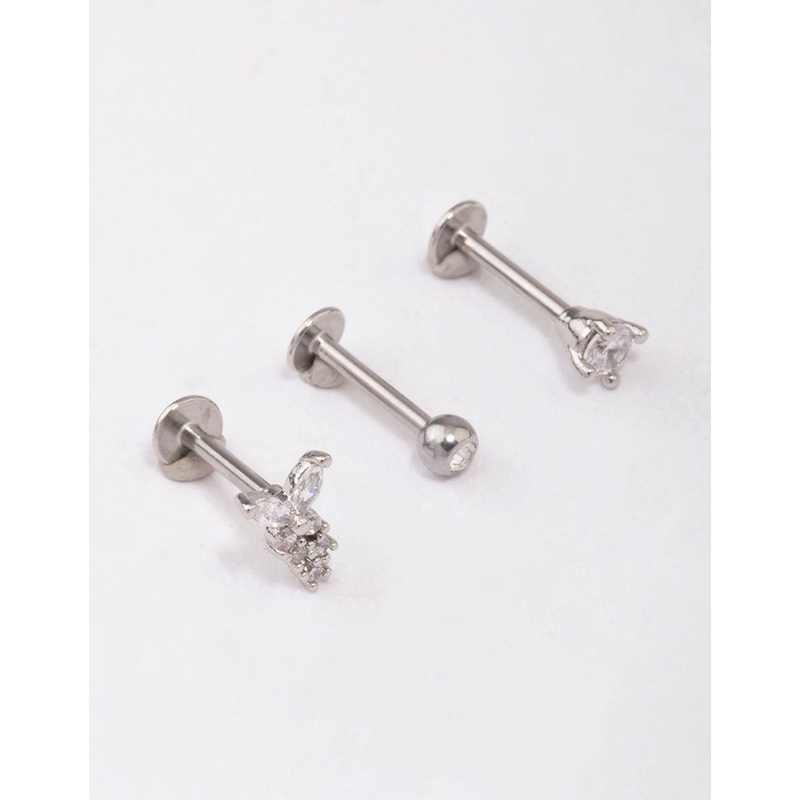 Surgical Steel Butterfly Trail Flat Back 3-Pakc