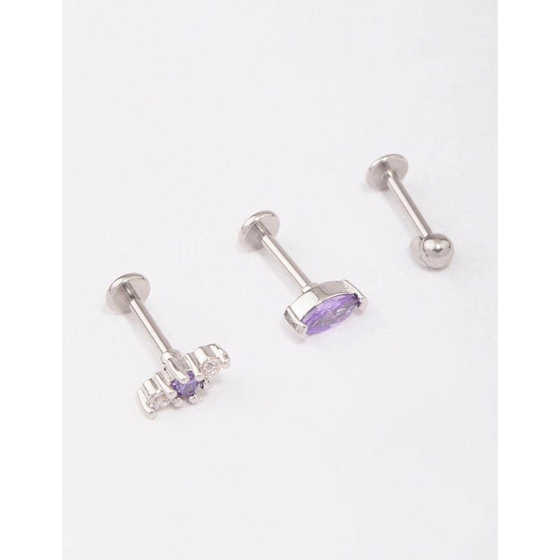 Surgical Steel Lilac Marquise Ball Flat Back 3-Pack
