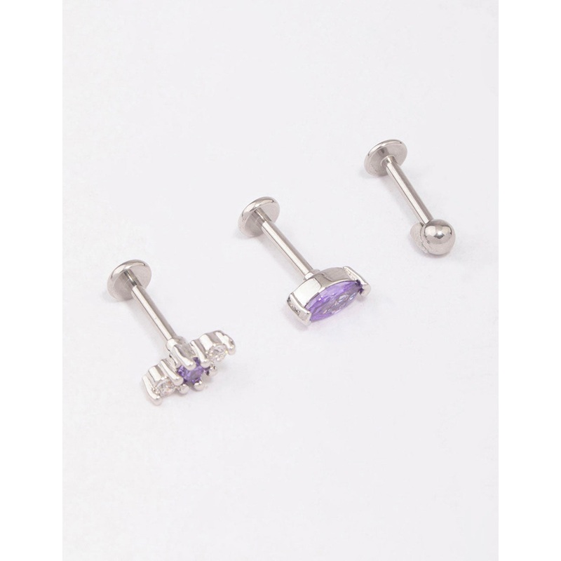 Surgical Steel Lilac Marquise Ball Flat Back 3-Pack