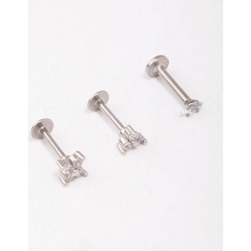 Surgical Steel Marquise Flower Flat Back 3-Pack